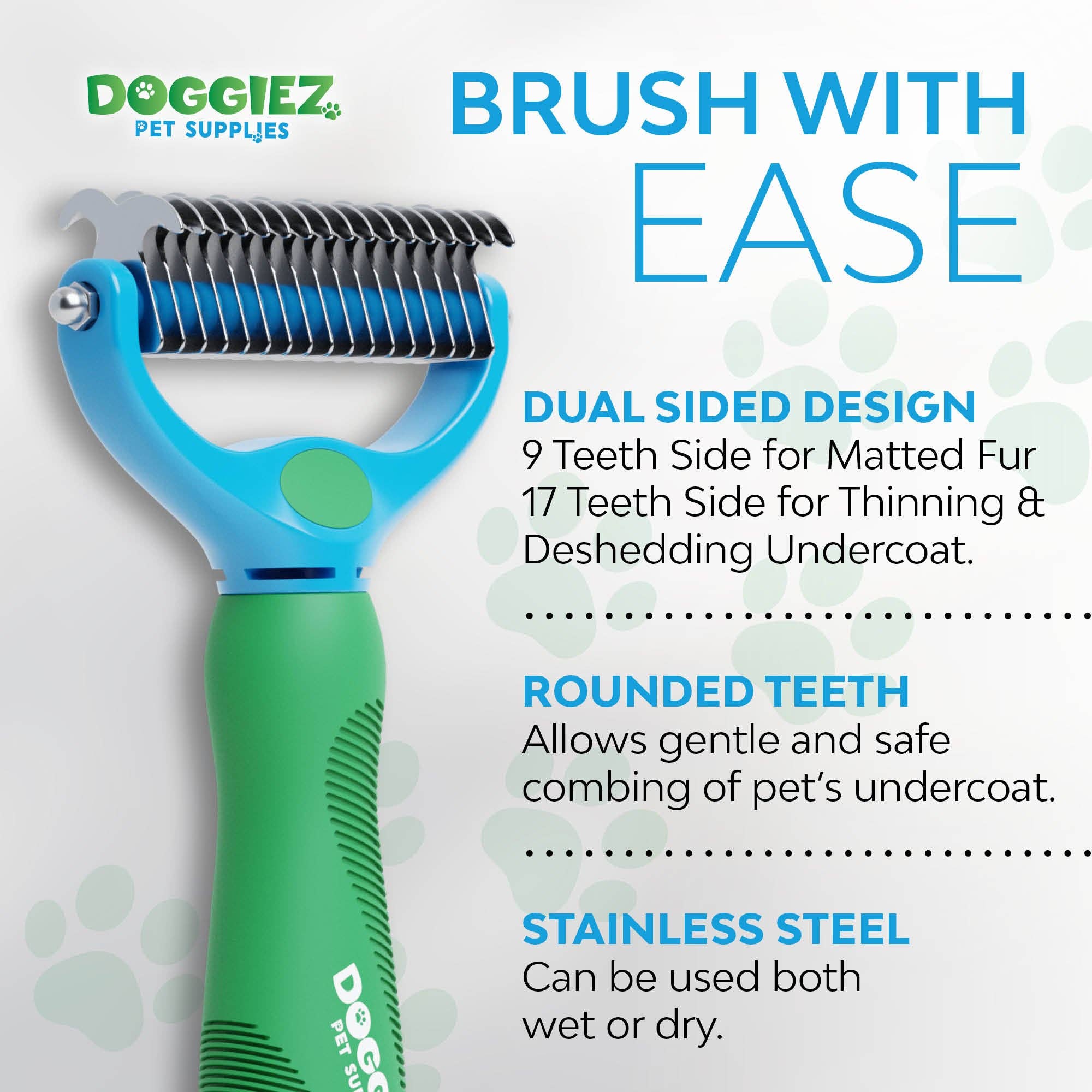 Doggiez Pet Supplies – wholesale Pet brush – Cat/dog – Double Sided Undercoat Rake Comb & Detangler3