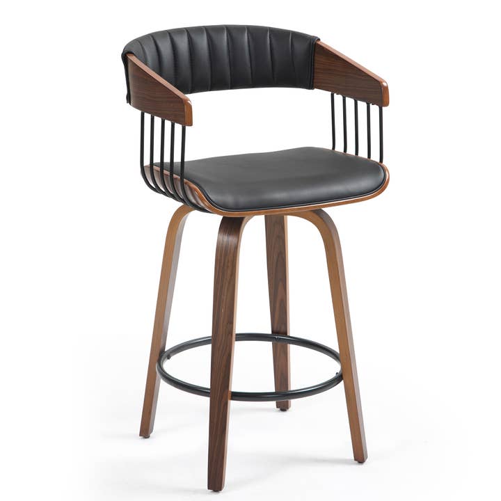 Beaumont Faux Leather Counter Stool with Walnut Frame for wholesale by Glamour Home