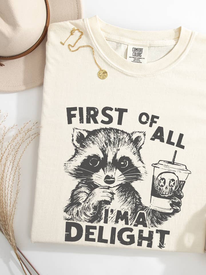 I'm A Delight Racoon Graphic Tee for wholesale by CMD Wholesale
