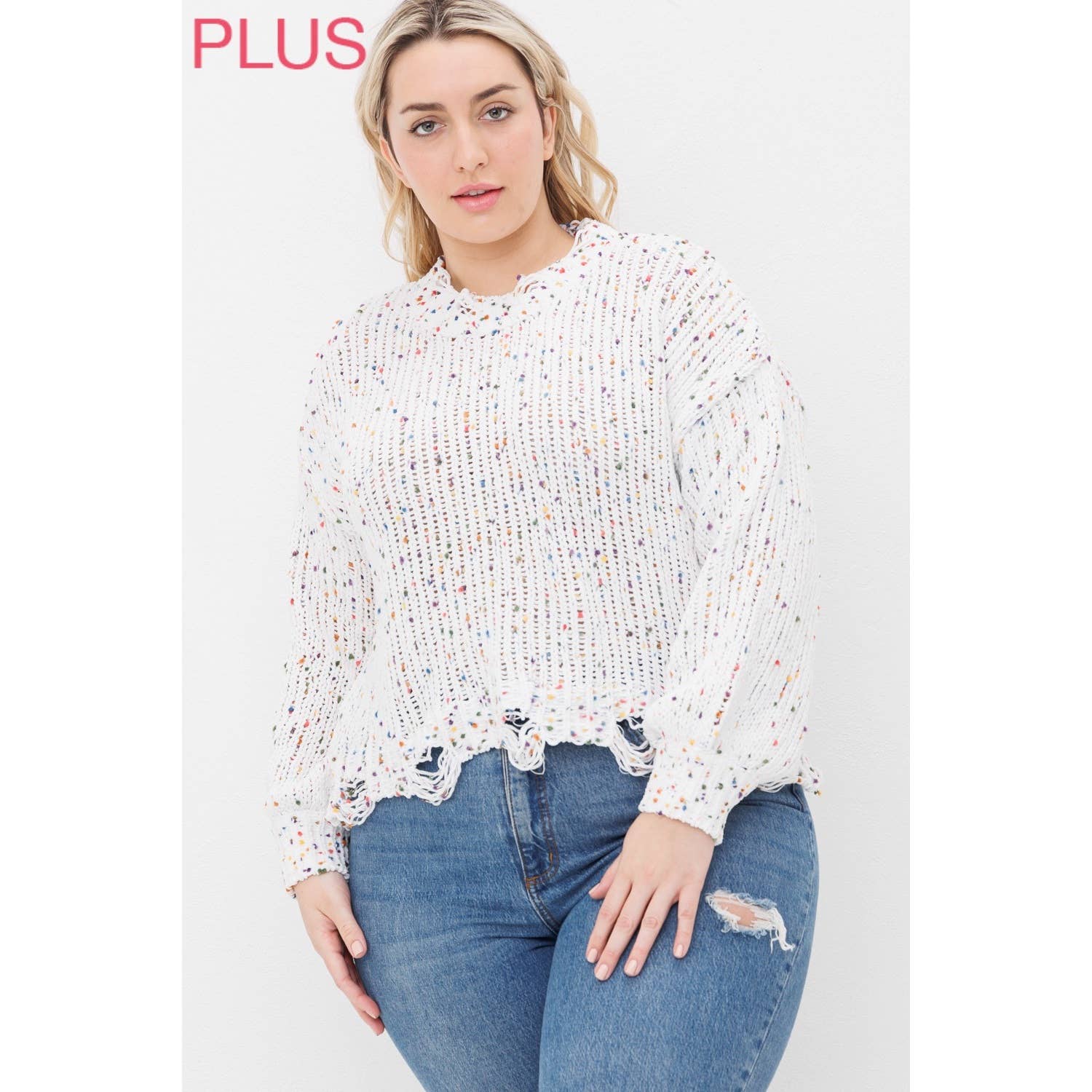 Sweet Generis – Engroshandel Pullover - Dame – PLUS CHENILLE POPCORN PLETTER NØDLIDENDE CROP SWEATER18
