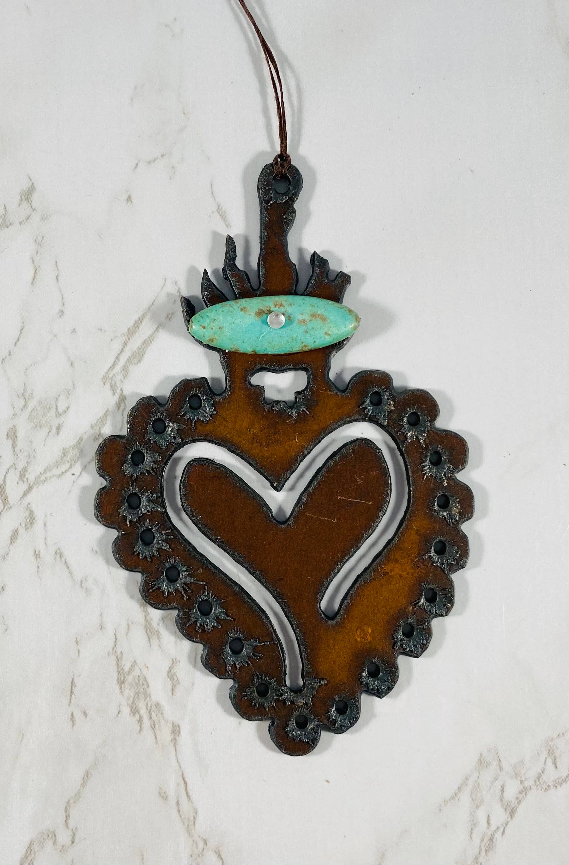 Whimsies - Vente Objets de décoration - Ornement coeur milagro Turquoise USA sud-ouest Arizona5