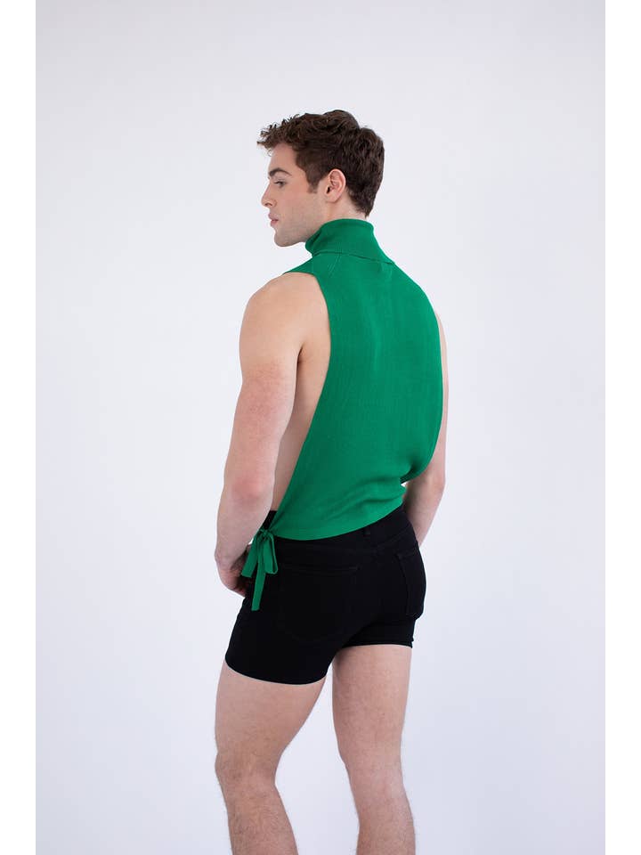 Green Turtleneck Bib Knit Tank for wholesale on Faire2