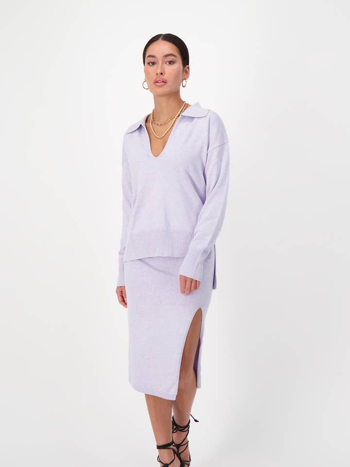 Polo Sweater Top Lavender for wholesale by Amanda Maria
