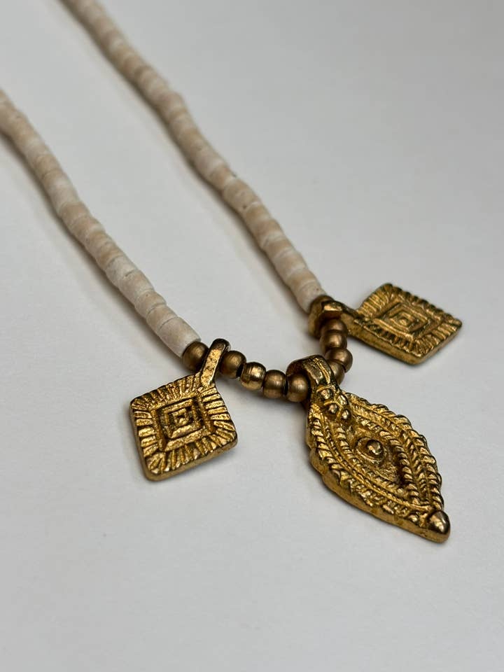 Handmade coconut beads and brass -Adjustable boho jewellery for wholesale by KAIÕKO by Wildcoast Silver