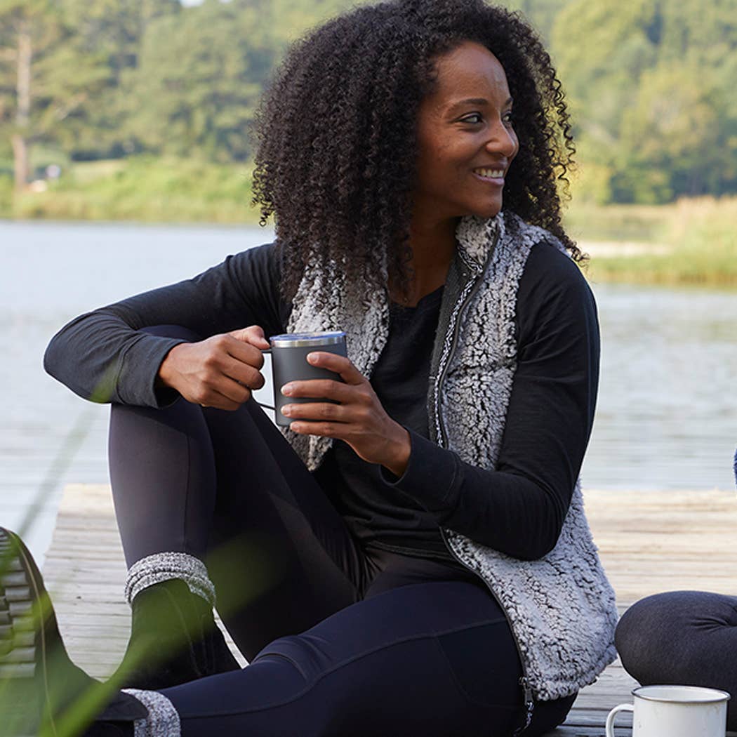 Frosty Grey Full Zip Sherpa Vest for wholesale on Faire1