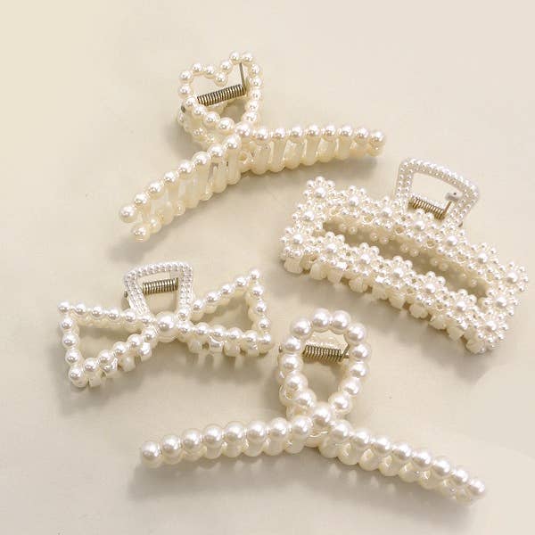 JOSSLYN by wall to wall - Wholesale Hair Clip - Women's - PEARL HAIR CLAW CLIPS | 40H736