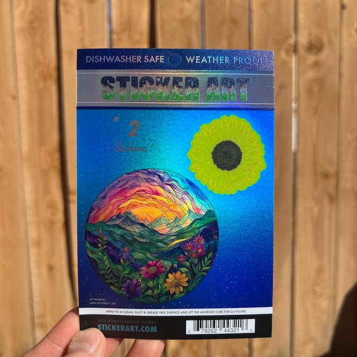 Sticker Art - Wholesale Sticker - 2 Mountains Flowers Stickers Sheet - dishwasher safe 2