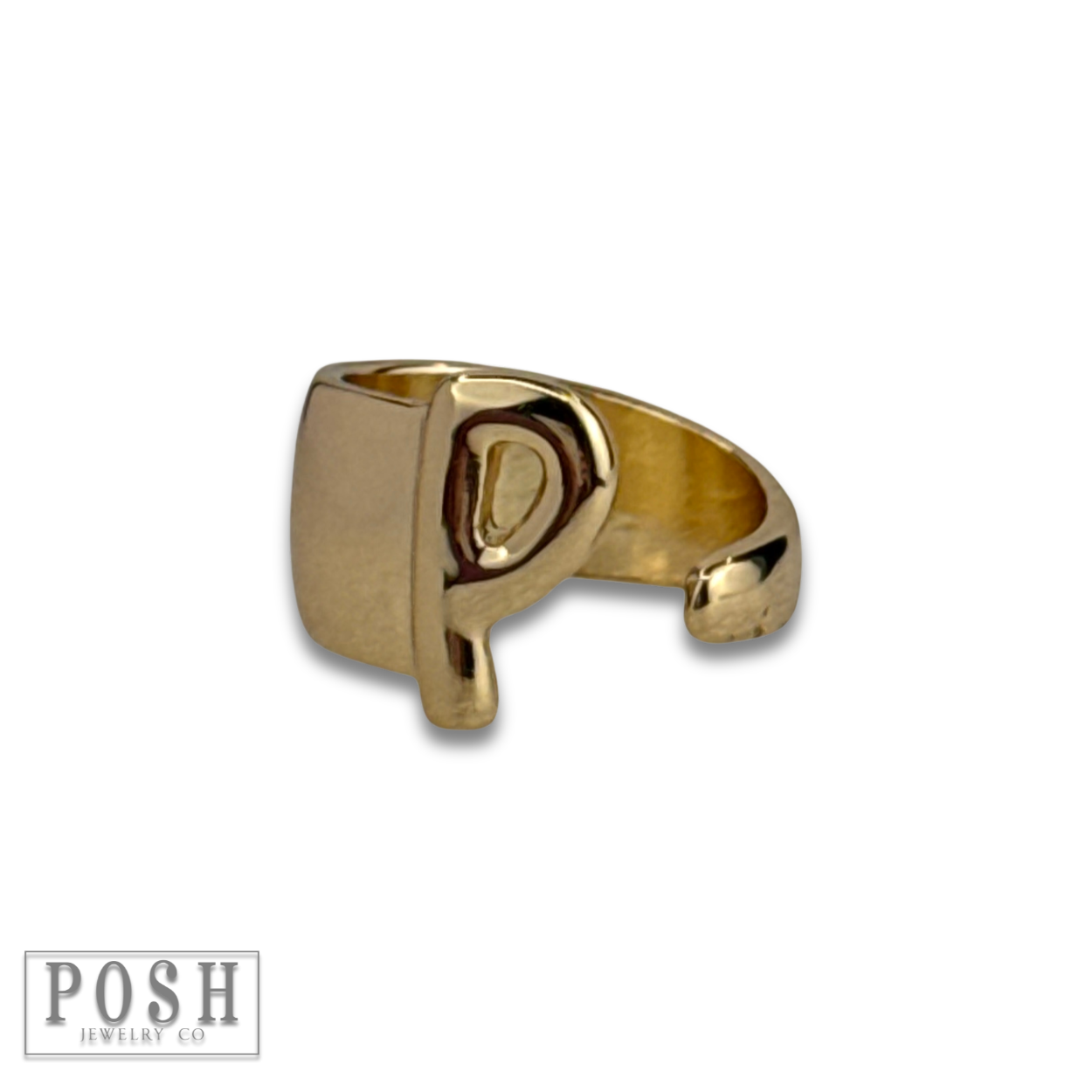 Gold Bubble letter monogram initial ring for wholesale on Faire12