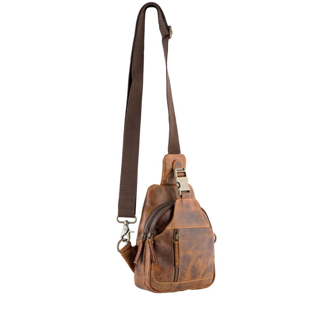 Sixtease Bags USA - Vendita all'ingrosso Borsa a tracolla - Donna - Borsa a tracolla unisex in vera pelle - Marrone rustico4