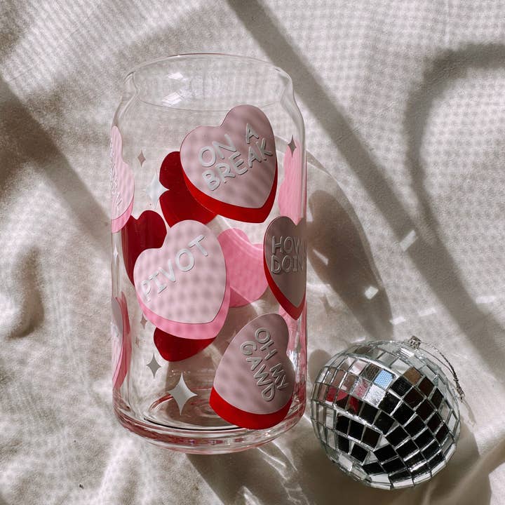 Valentine Hearts | Friends Edition | Glass Cup for wholesale by amarieacreates