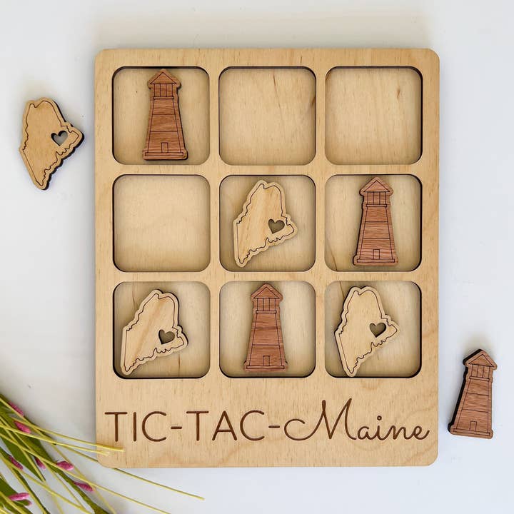 Birch House Games & Gifts - Wholesale Board Game - Maine State Gift - Tic-Tac-Toe ME Game - Customizable