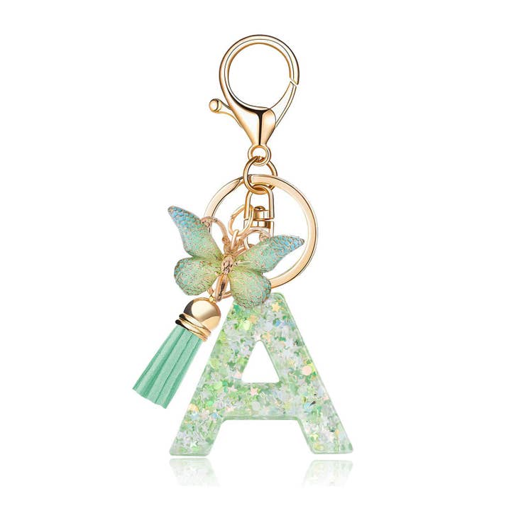 Cute Butterfly Letter Keychain Bag Charm Gift for Women for wholesale by MKS America