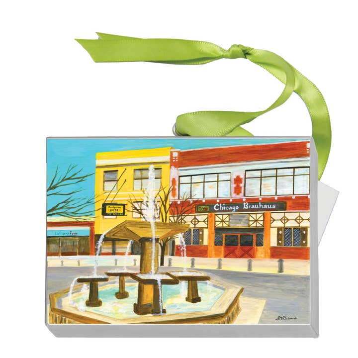 Lincoln Square Fountain, Chicago, Mini Canvas (MC-8573A) for wholesale by Printed Canvas