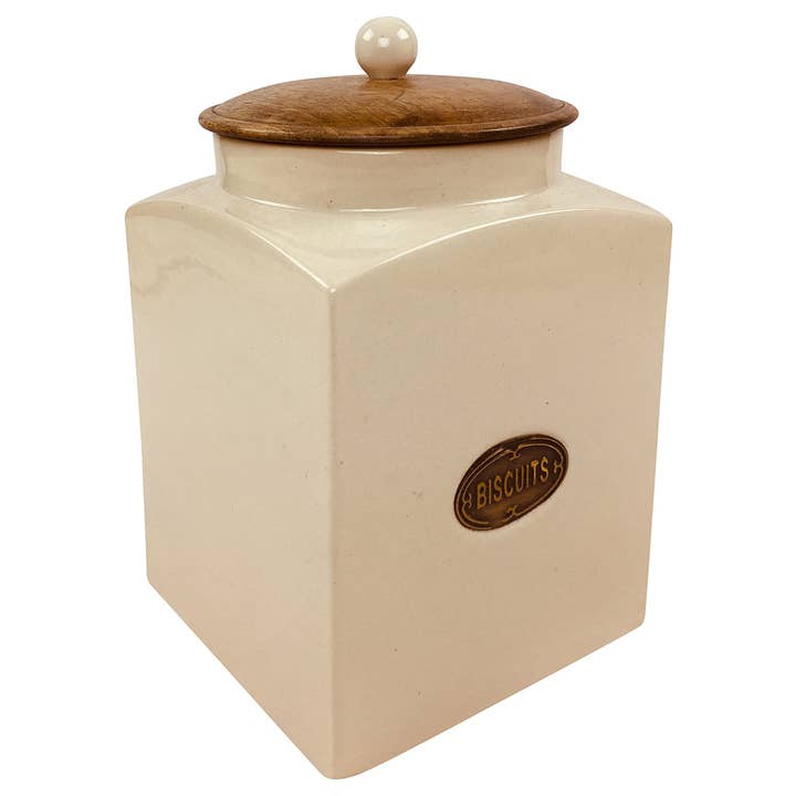 Cream Ceramic Biscuit Jar for wholesale on Faire