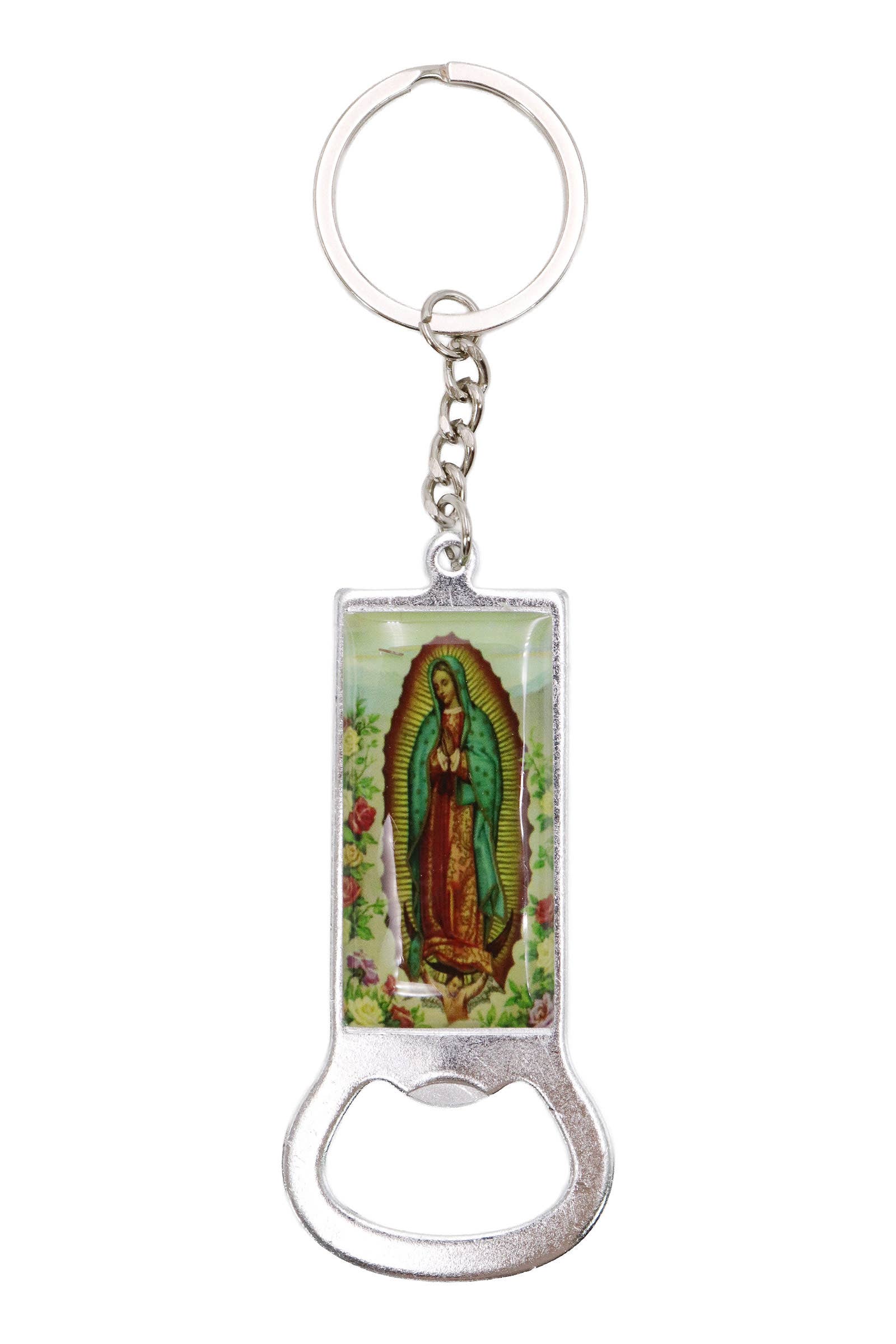 AS SHOWN Guadalupe Metal Bottle Opener Keychain for wholesale on Faire1