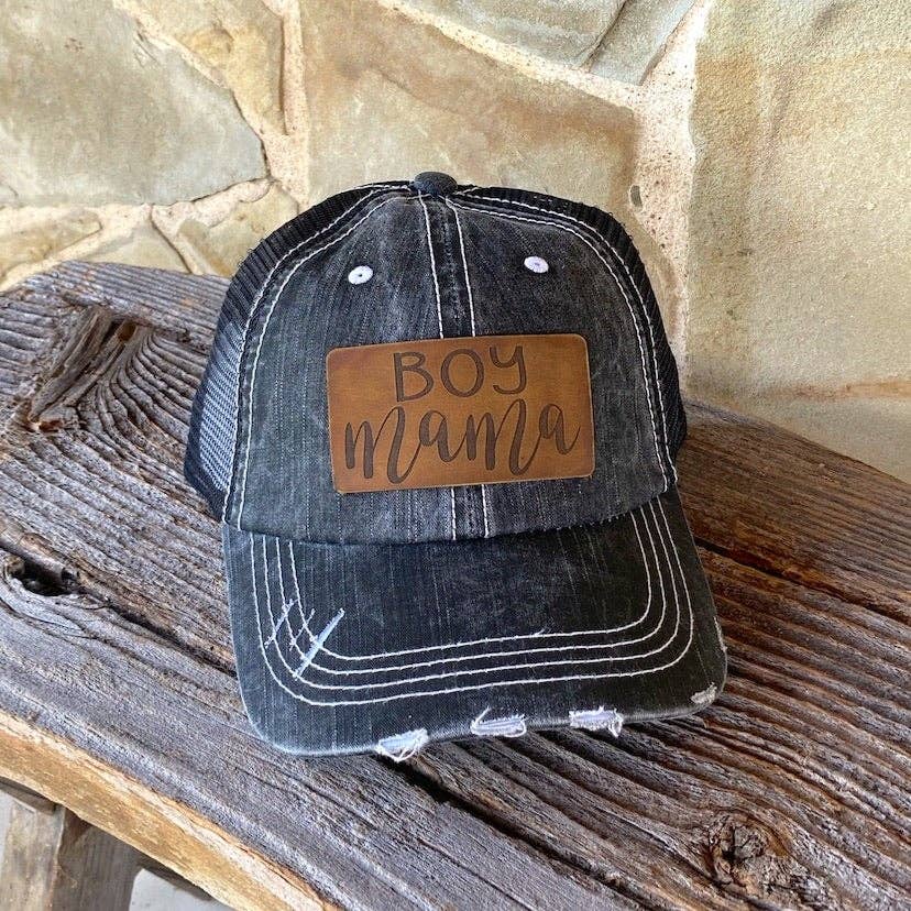 The Hometown Company - Wholesale Baseball Cap - Women's - Boy Mama Leather Patch Hat
