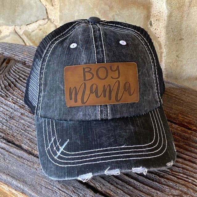 The Hometown Company - Wholesale Baseball Cap - Women's - Boy Mama Leather Patch Hat0