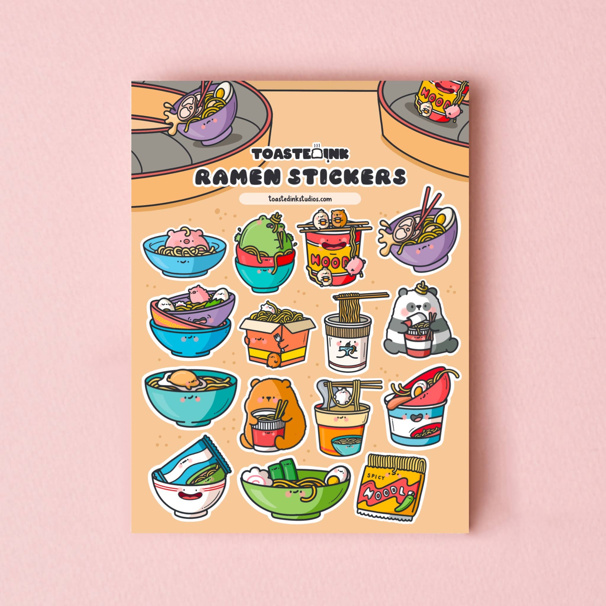 Toastedink – wholesale Sticker – Ramen Noodles Sticker Sheet | Cute Stickers3