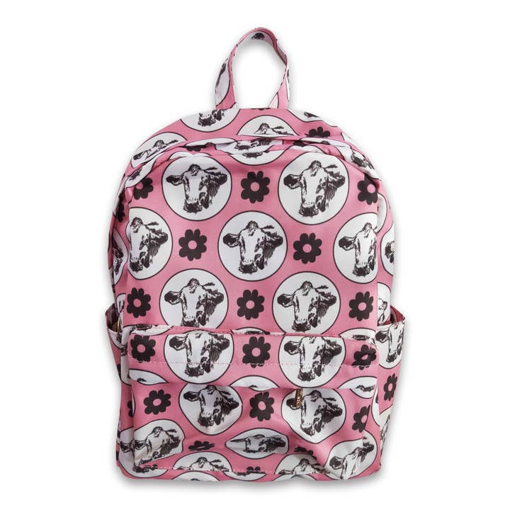 Pink cow floral western kids girls backpack for wholesale by Yawoo Garments