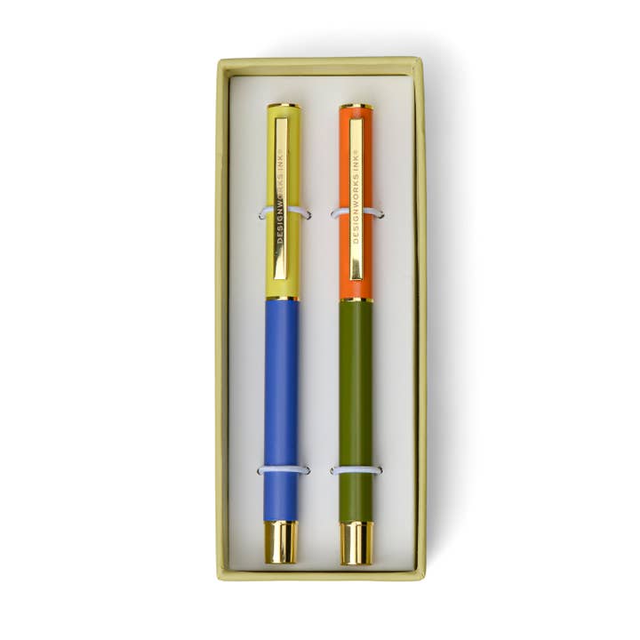 Color Block Pens - Cobalt + Army Green for wholesale by DesignWorks Ink