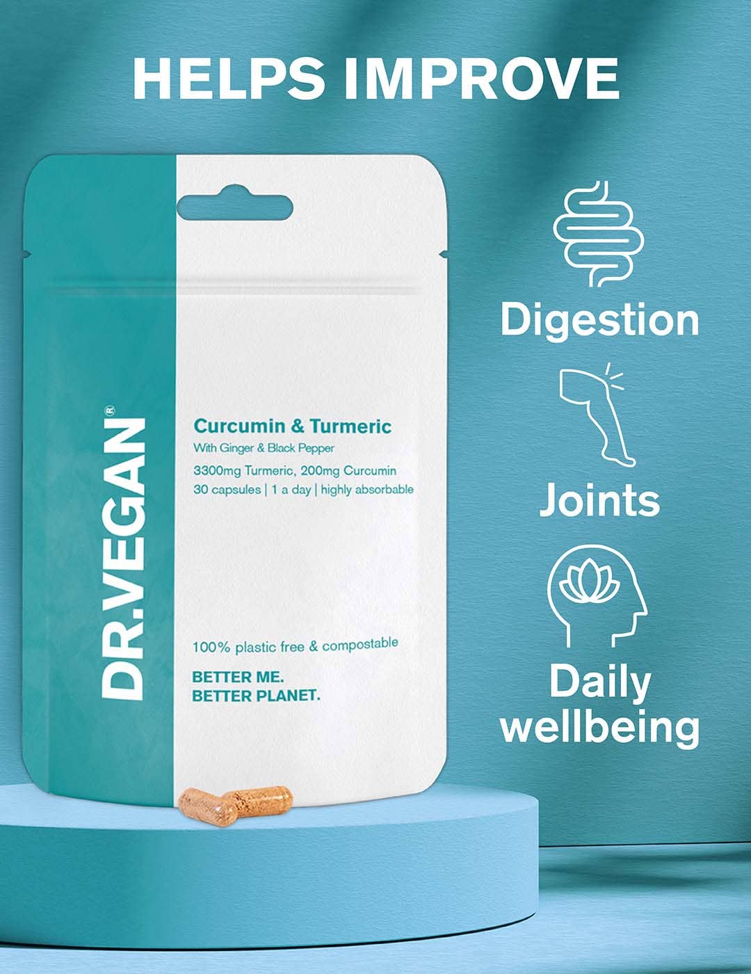 DR.VEGAN – wholesale Oral supplement/vitamin – Curcumin & Turmeric | 200mg & 3300mg | 30 Capsules5