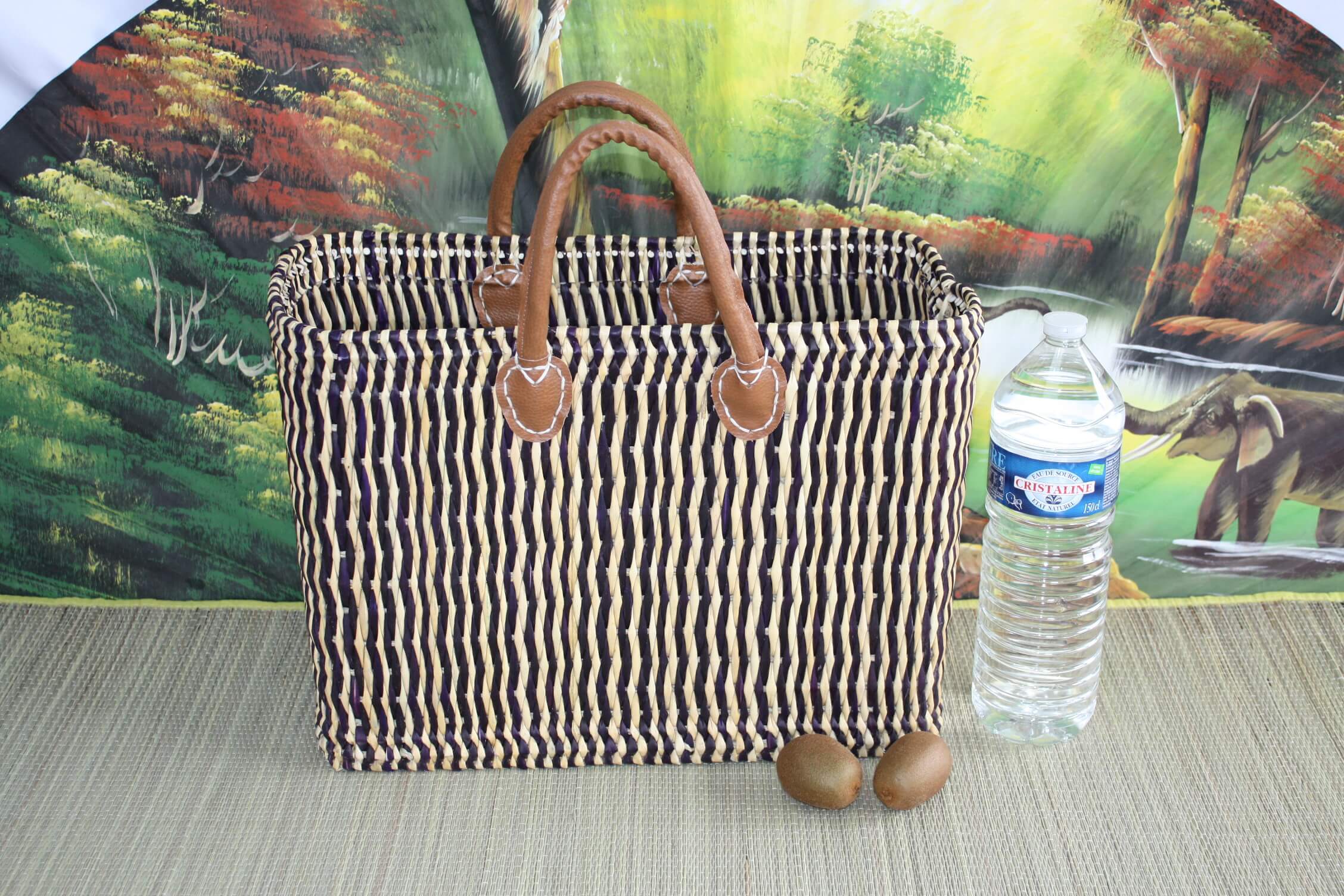 Boutique Huléti – wholesale Livsmedels-/Shoppingväska – XXL stor solid korg i flätat rotting – idealisk för marknad, shopping och stranden – handvävd12