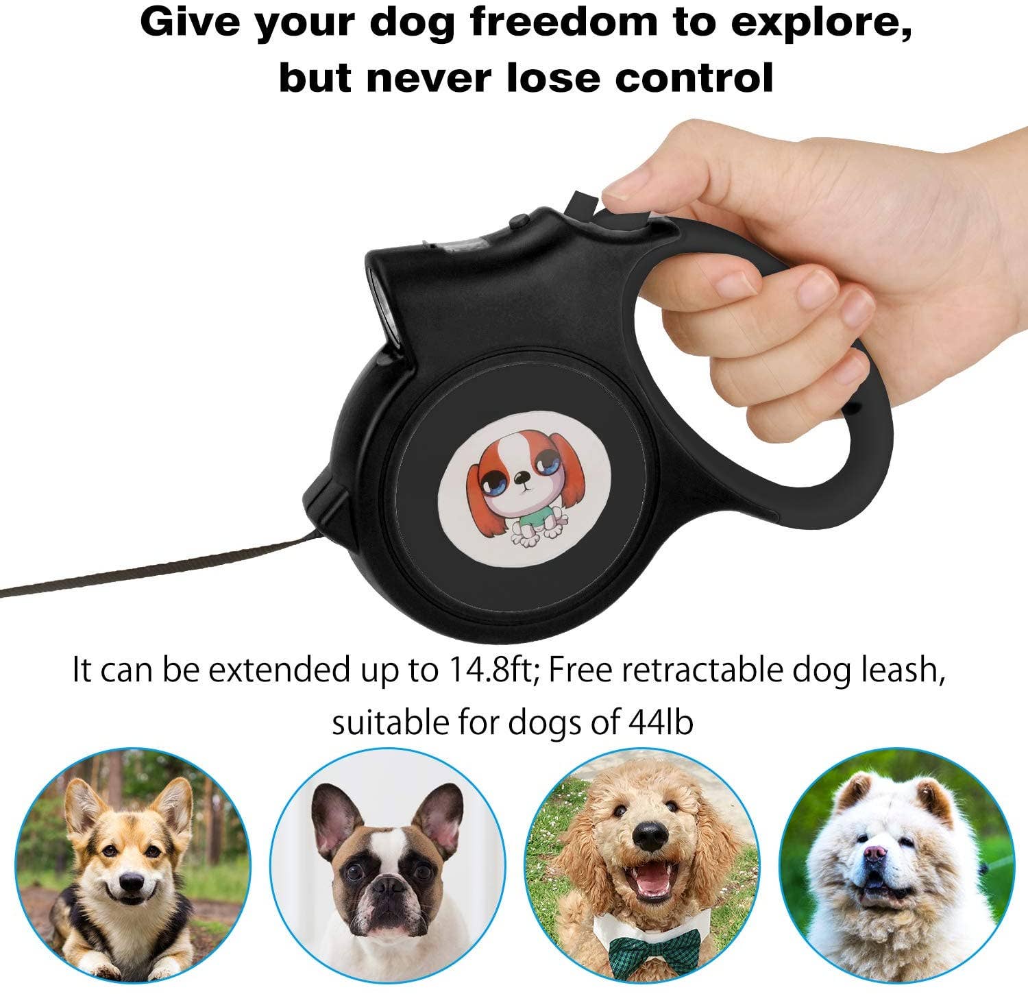 Savoy Active – wholesale Pet leash – Dog – LED Lighted Retractable Nylon Dog Leash - Black6