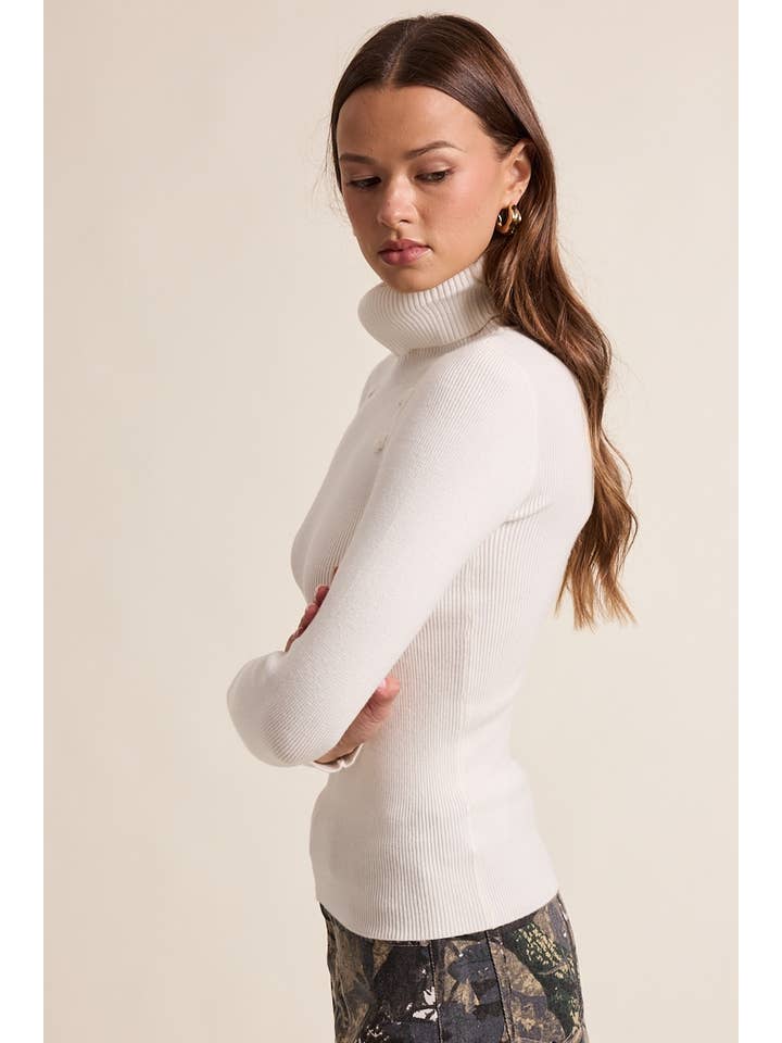 Sky to Moon - Wholesale Knit Sweater - Women's - FLOWER POINT TURTLE NECK SLIM FIT-IN KNIT SWEATER9