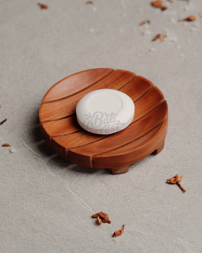 Bali Harvest - Wholesale Bath Soap Dish - Wooden Round Bath Soap Dish Holder - Face Towel Amenity Tray1