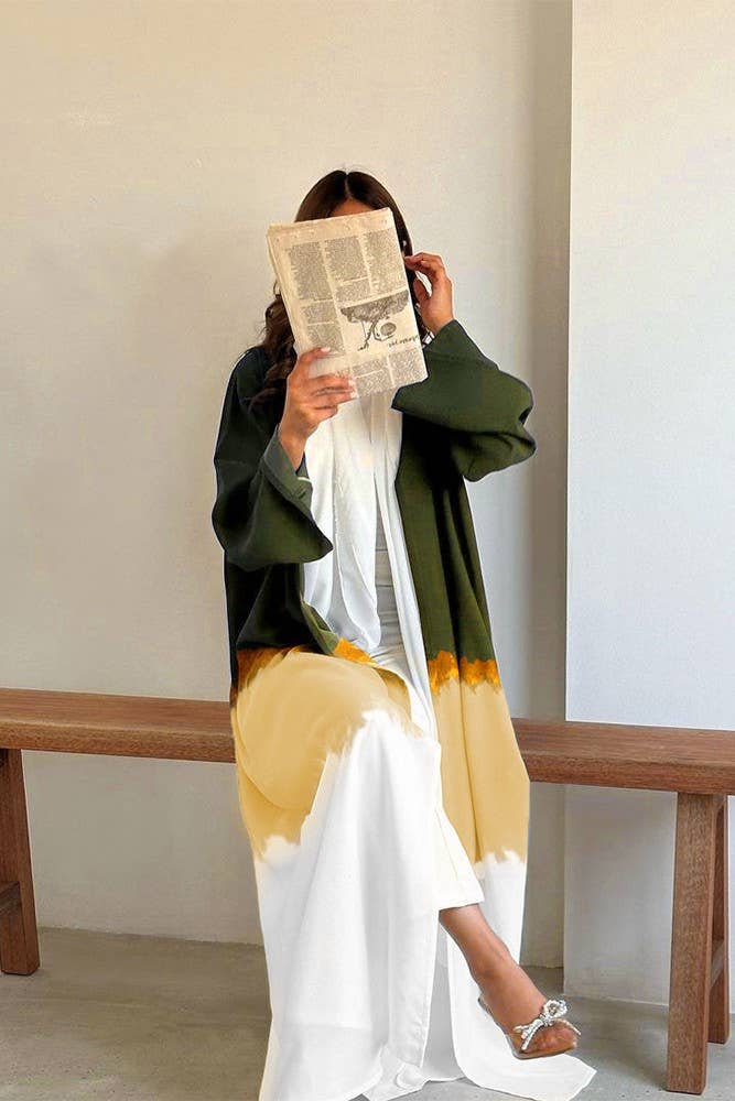 UNISHE - Wholesale Kimono - Women's - Summer Color Block Tie Dye Open Kimono ZK13696