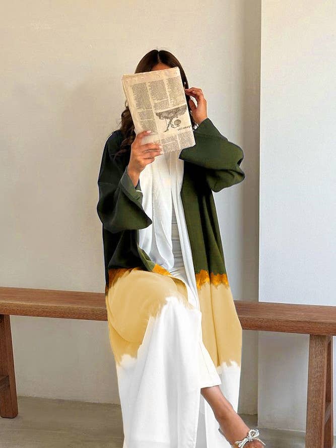 UNISHE - Wholesale Kimono - Women's - Summer Color Block Tie Dye Open Kimono ZK13696