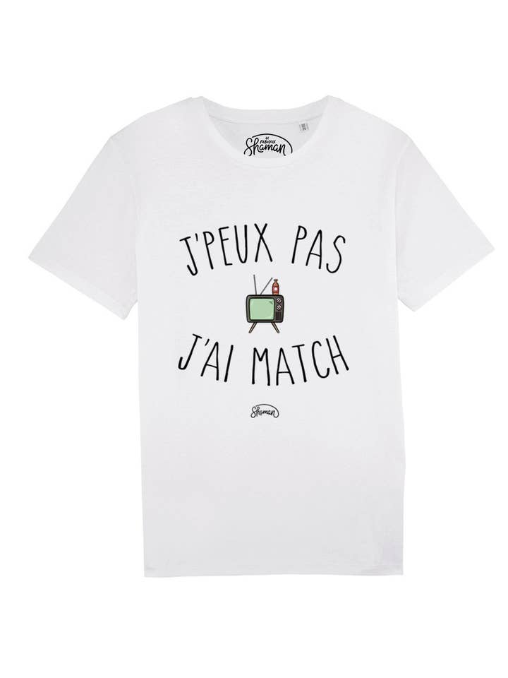 T-SHIRT BLANC HOMME J'PEUX PAS MATCH pour la vente par Le Roi du T-shirt