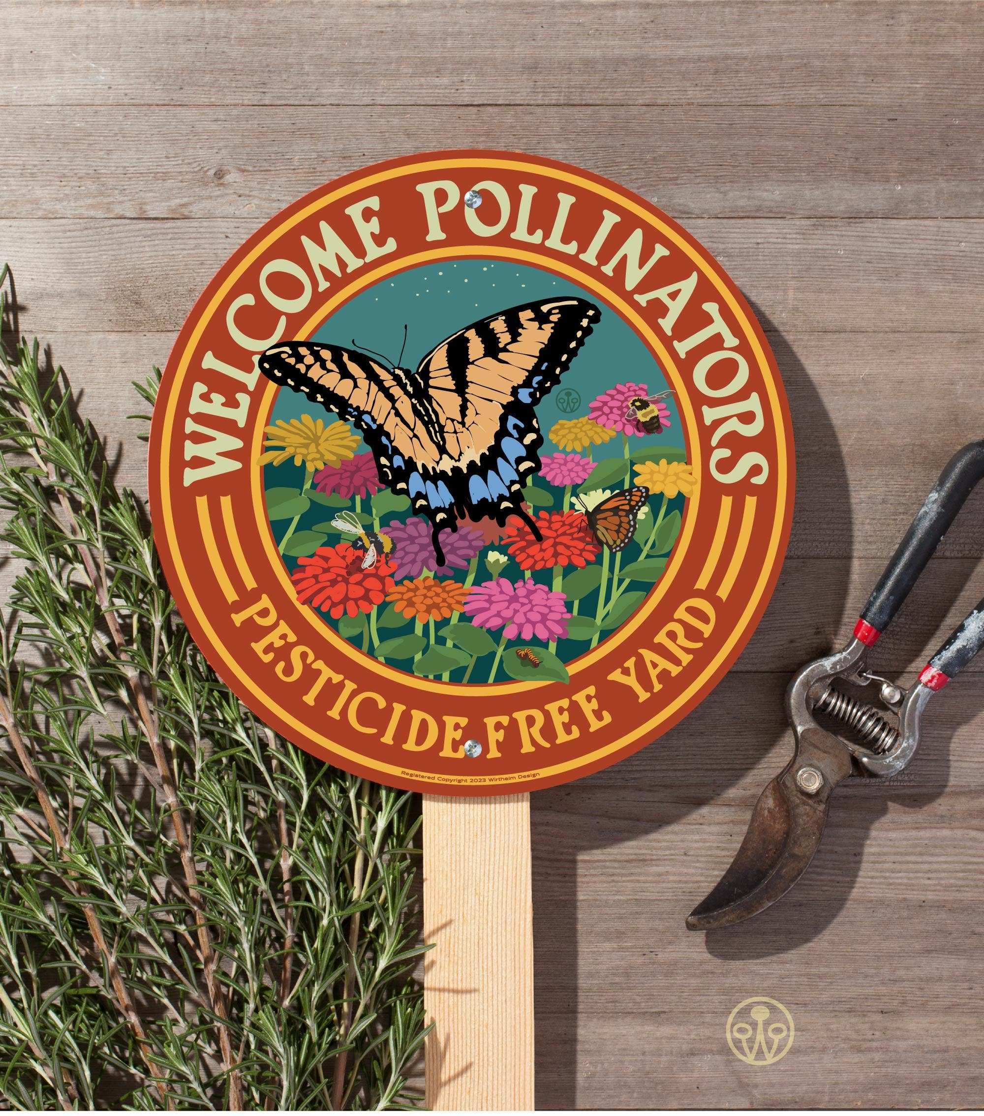 Wirtheim Poster Arts LLC - Wholesale Outdoor Sign - Welcome Pollinators -Swallowtail- Garden Sign3