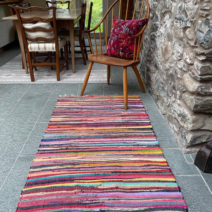 Second Nature Online - Venta al por mayor Alfombra pequeña - Alfombra de trapo SHANTI Shabby Chic, multicolor, diseño de tejido plano11