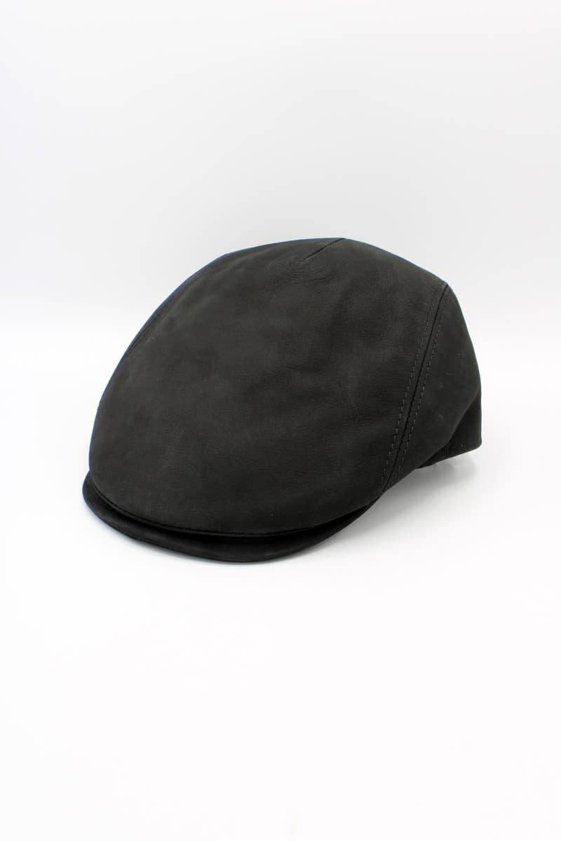 Hologramme Paris - Wholesale News boy/school boy hat – Men's - 18258 Leather Cap - Black