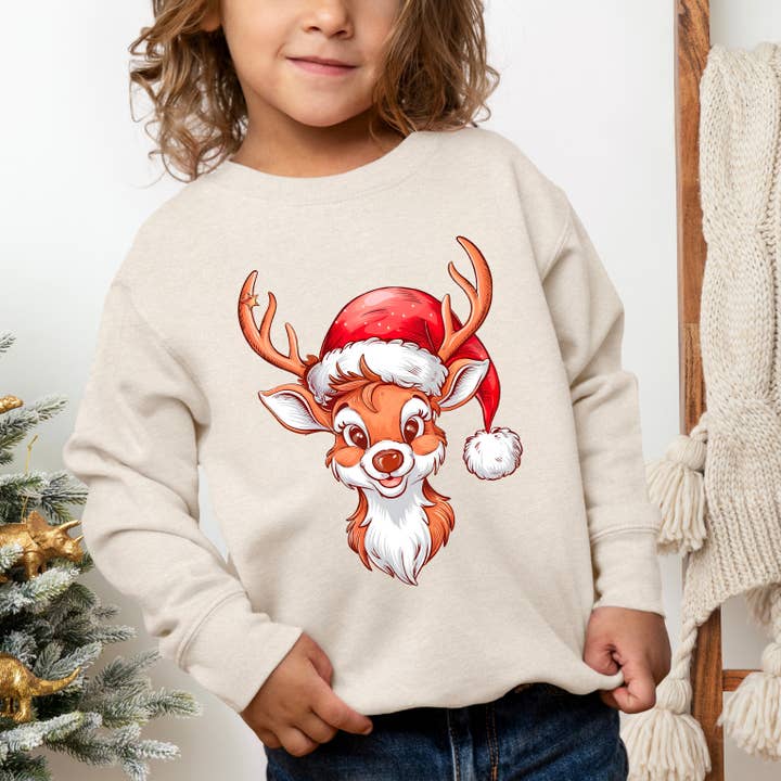 Cute Reindeer Head | Toddler Graphic Sweatshirt for wholesale by The Juniper Shop Wholesale