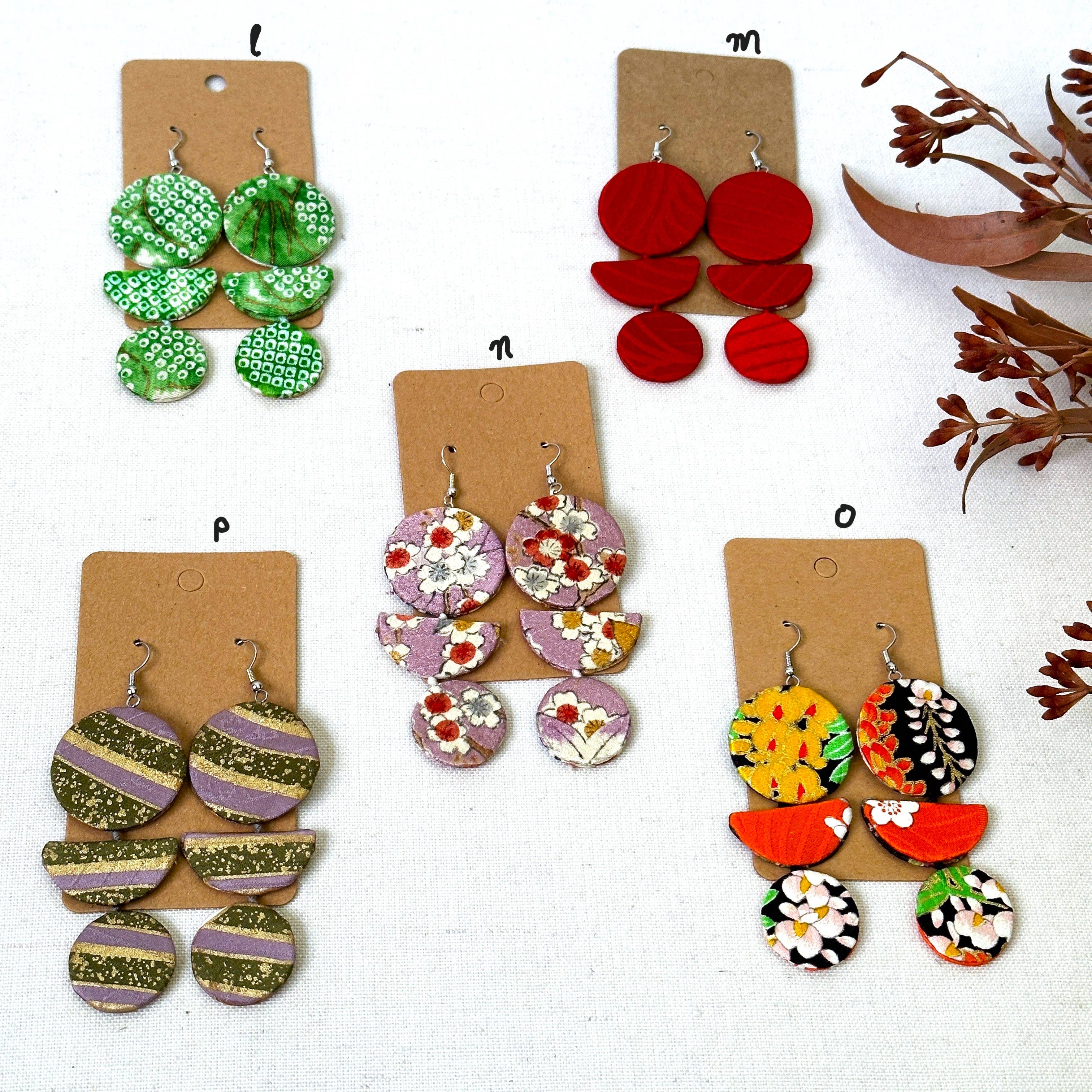 Sophie Silks - Wholesale Dangle earrings - Triple Drops Statement Kimono Earrings8