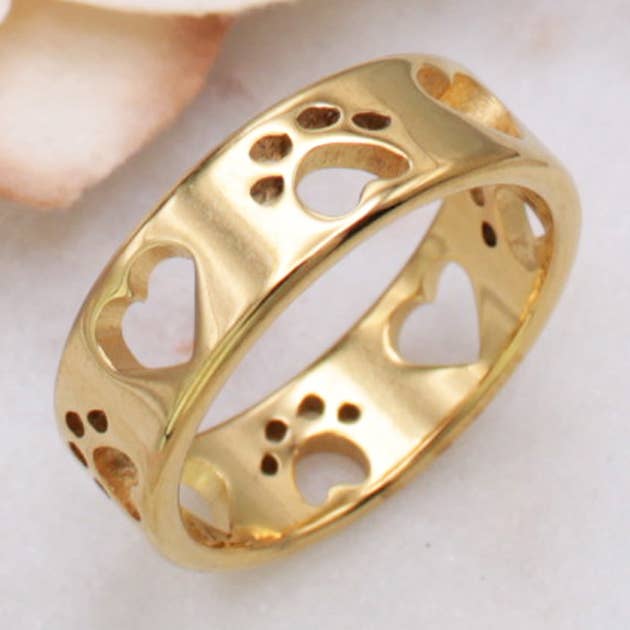 Furrever Friend Heart Paw Band Ring for wholesale by ZAD