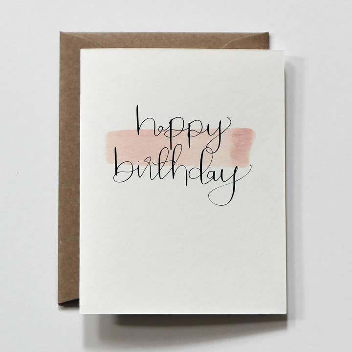 everglow handmade - Vendita all'ingrosso Biglietti di auguri - Pink Wash | Biglietto di auguri di buon compleanno con calligrafia corsiva0