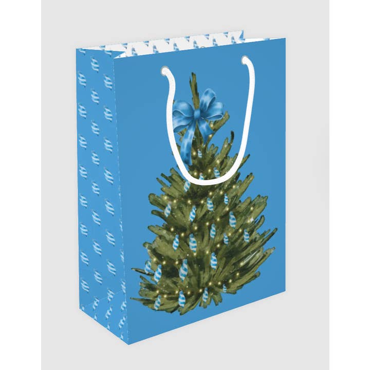 Christmas Tree Carolina Blue Gift Bag for wholesale by Hey Y'all Party