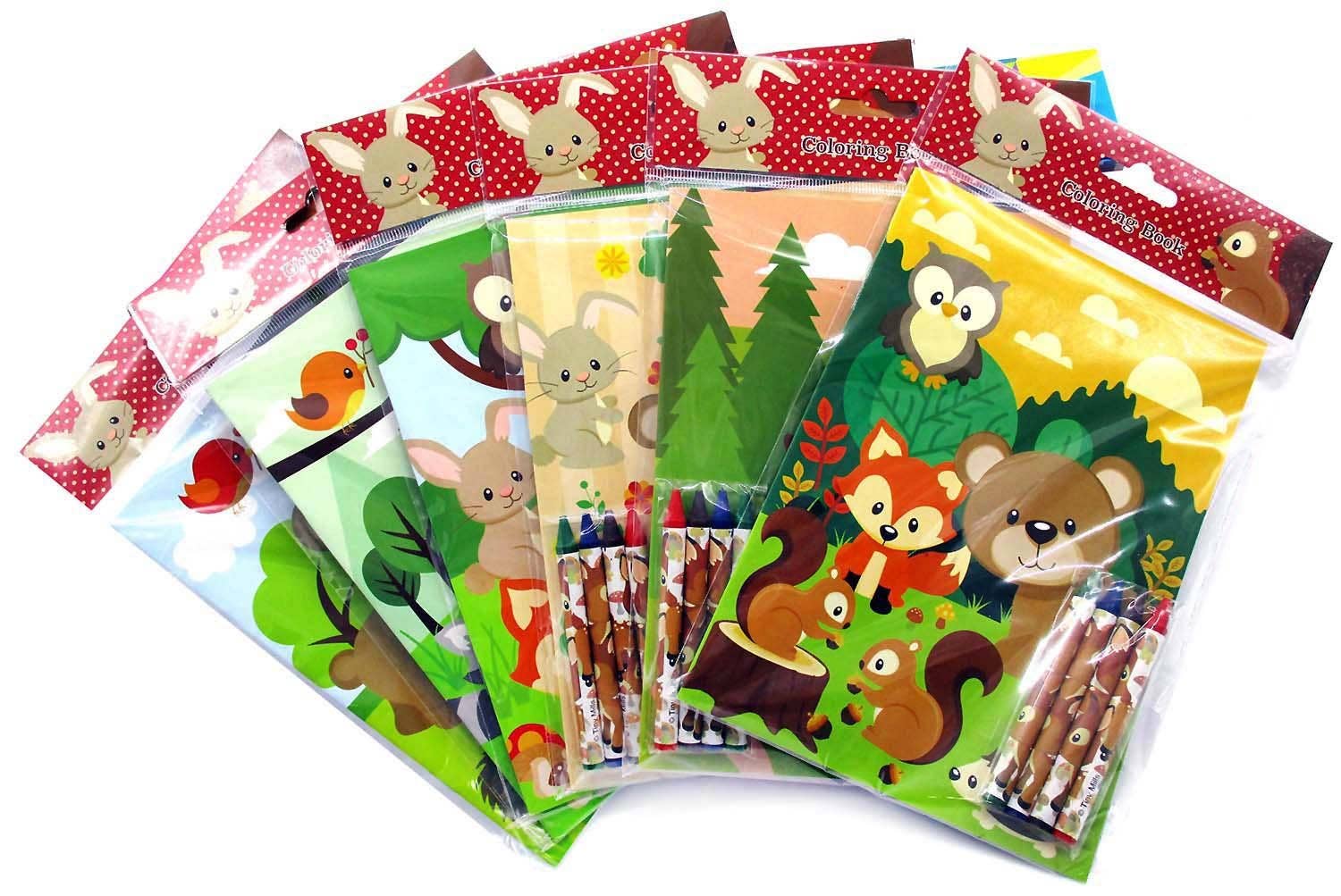Tiny Mills - Vente Livre de coloriage et d'activités pour enfants et bébés - Lot de livres de coloriage pour animaux des bois avec des crayons de fête8