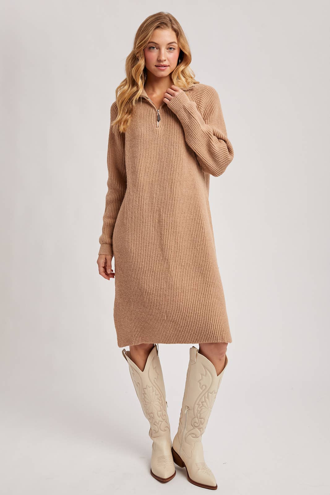 Bluivy - Wholesale Dress - Women's - QUARTER ZIP SWEATER DRESS35