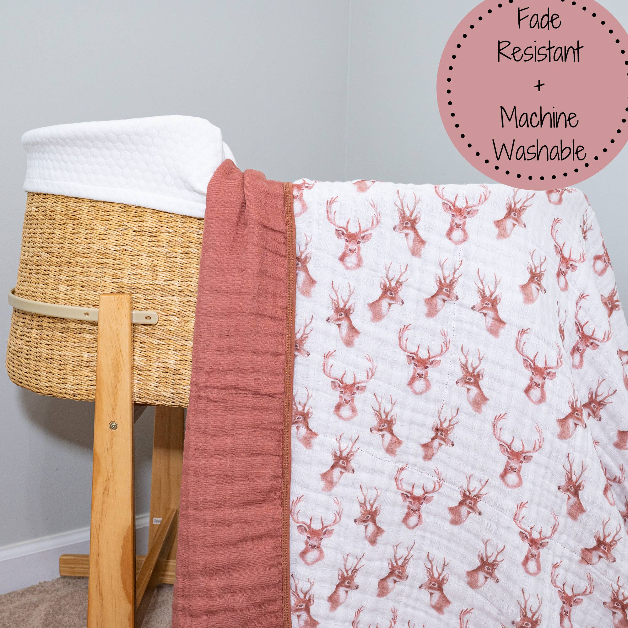 LollyBanks - Wholesale Bedding Blanket - Kids & Baby - Oh Deer Baby Toddler 100% Cotton Muslin Blanket6