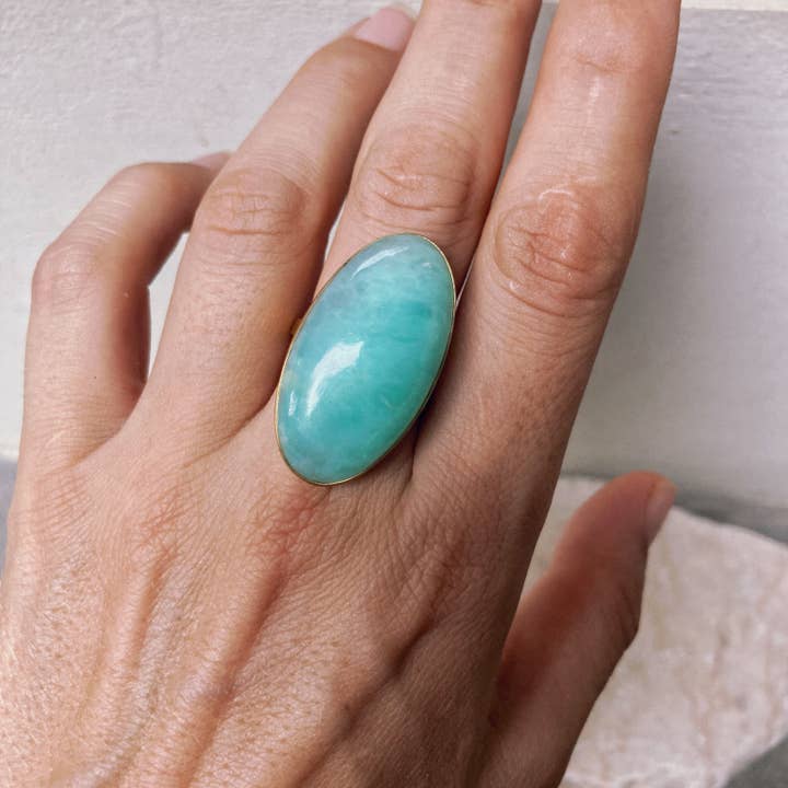 Anel de declaração de crisoprase por atacado de Bonisita