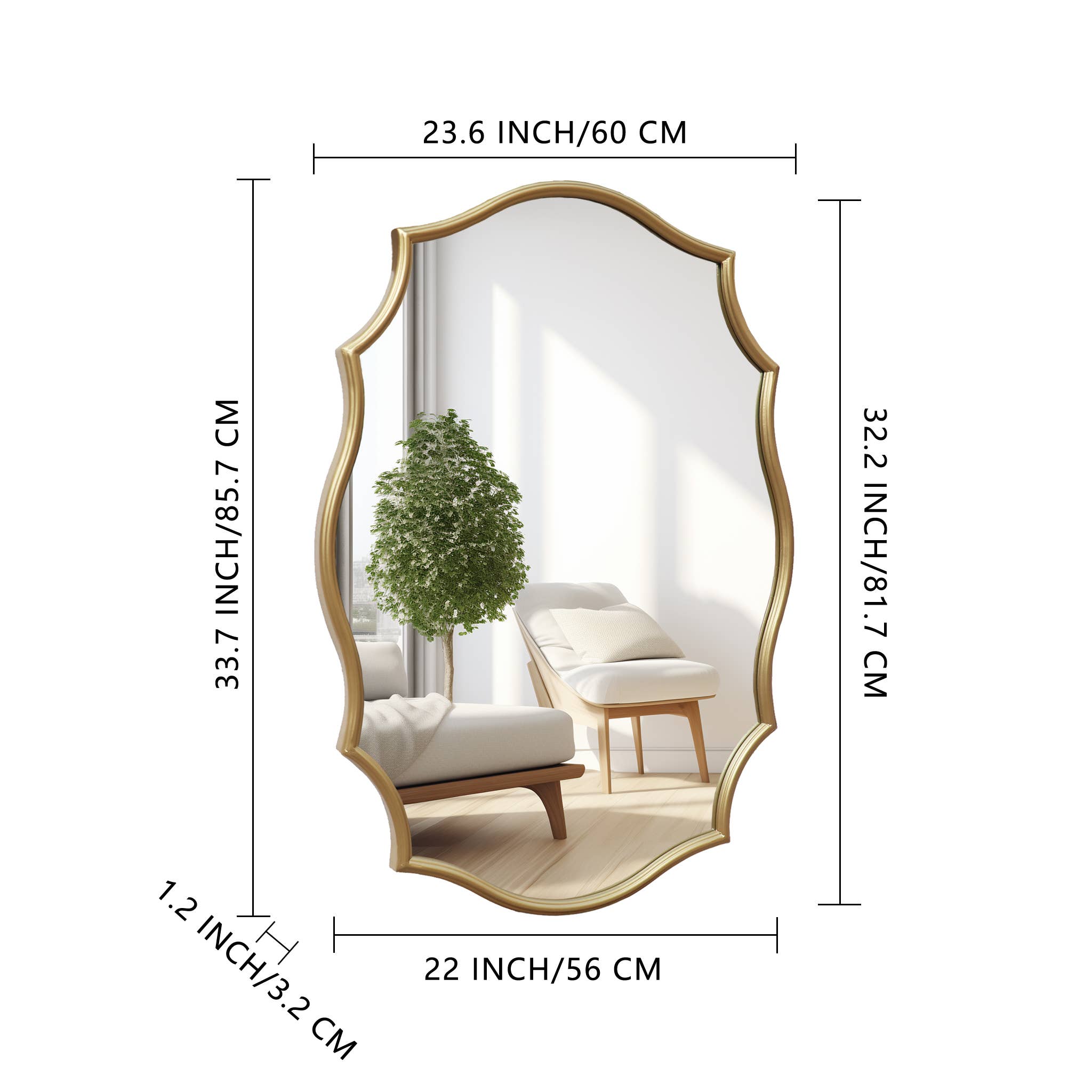 Paris Loft Inc - Wholesale Wall Mirror - Scalloped Edge Metal Framed Bathroom Mirror12