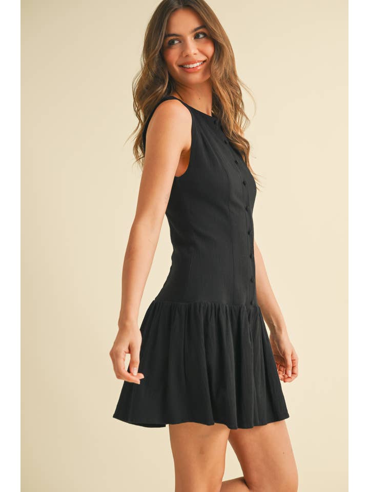 Klesis - Wholesale Dress - Women's - ID9089 STRETCHY LINEN SLEEVELESS DROP WAIST MINI DRESS 6