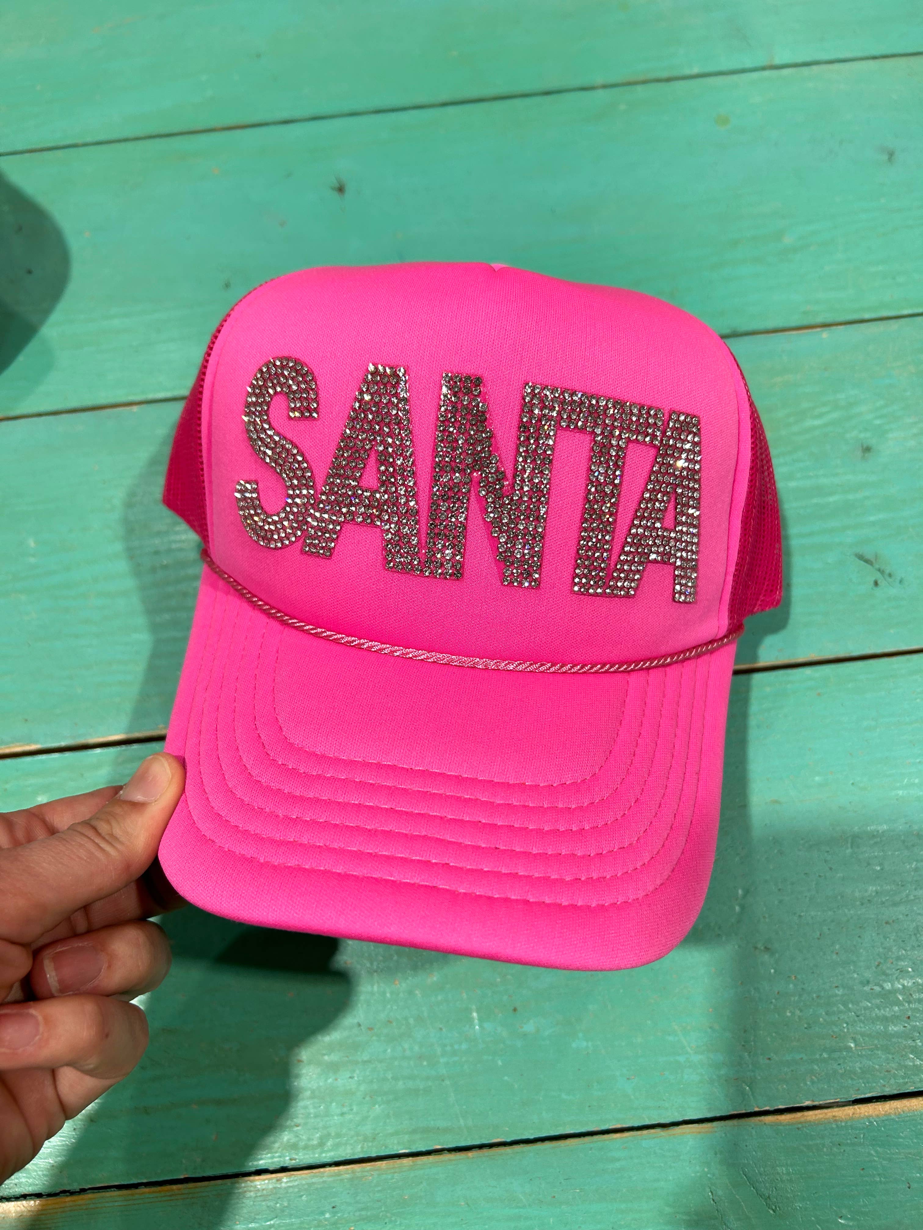 Vibes Hat Company - Wholesale Trucker Hat - Women's - Rhinestone SANTA Trucker | Christmas Hat | Merry Cap5