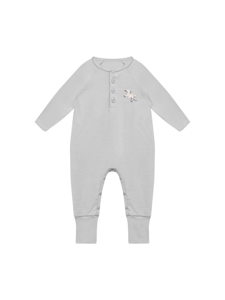 Grey Rachel Riley x Smalls Ultrafine Merino Aroha Baby Onesie for wholesale on Faire