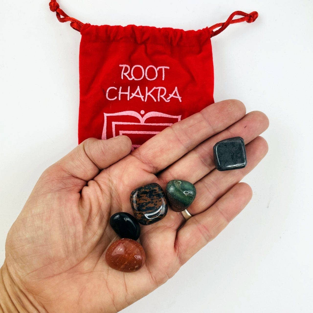 Rock Paradise - Wholesale Spiritual Stone/Crystal - Crystal Chakra Plush Pouch with Info Card & Tumbled Stones5