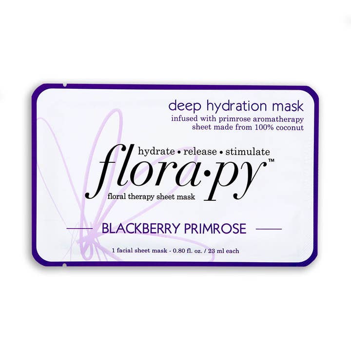Florapy Beauty – wholesale Ansiktsmasker – Deep Hydration Aromaterapi Sheet Mask, Blackberry Primrose